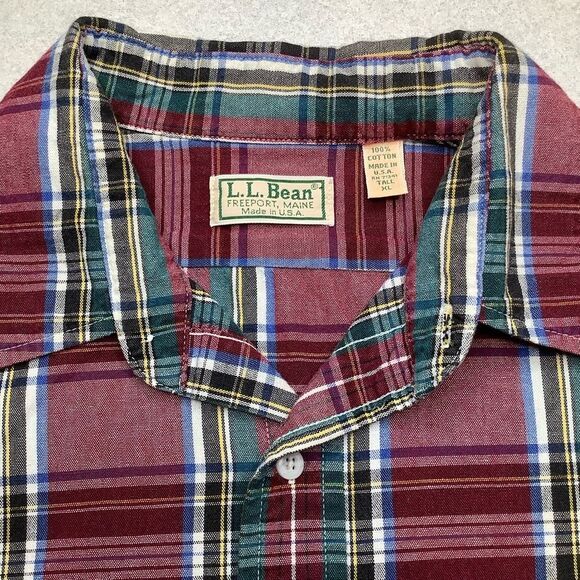 Vintage L.L. Bean Long Sleeve Heavy Plaid Shirt XL Tall Red Green Blue - Picture 2 of 7